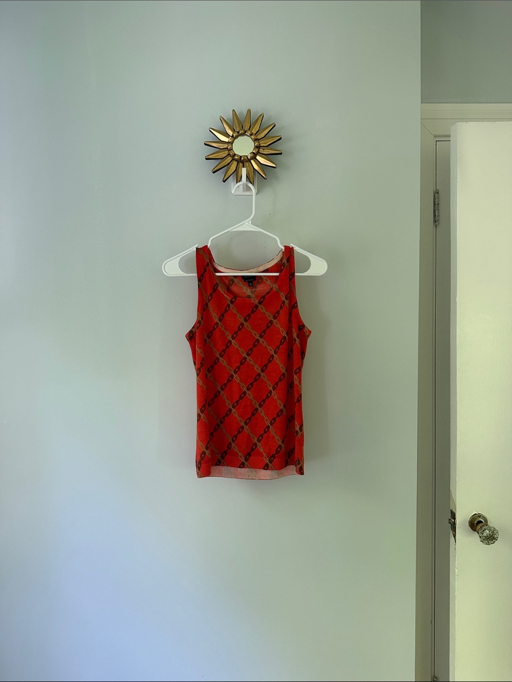Red Patterned Sleeveless Tank Top